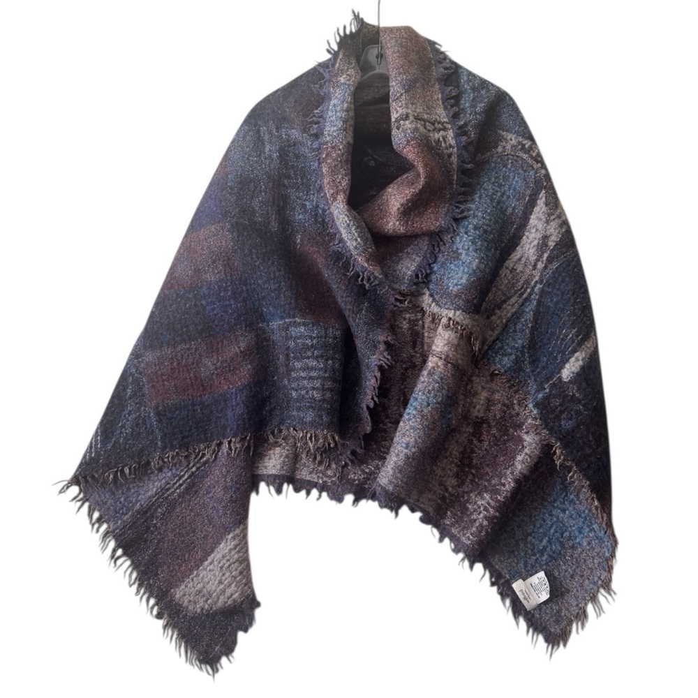 Aritzia Wilfred Blanket Wool Scarf Shawl Mosaic Shawl Wrap Boho Cozy Warm - Picture 2 of 16